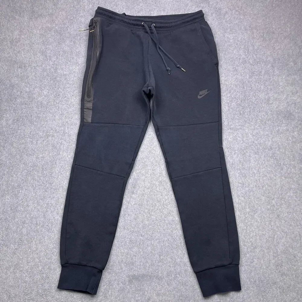nike tech sweatpants mens medium black tapered jogger drawstring